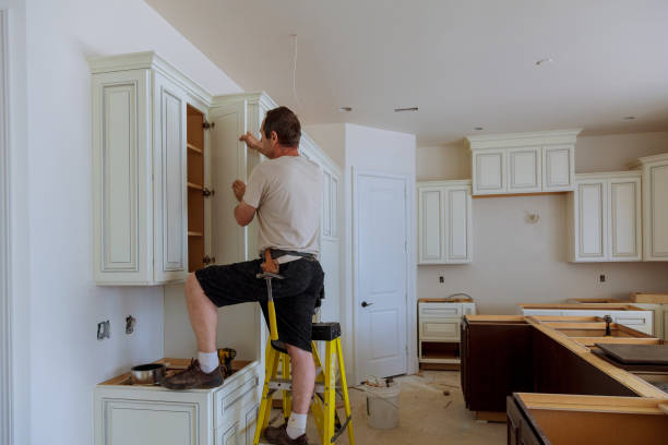 Kitchen island installation in Monroe Township by JMT Kitchen Cabinet